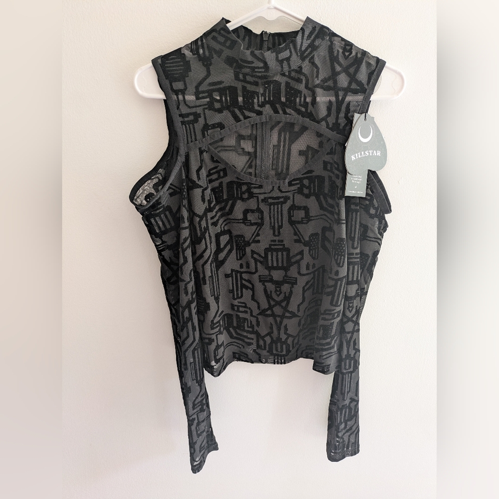 Killstar Black Sheer Patterned Women's Top